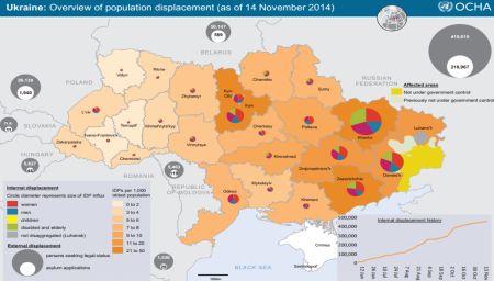 ООН опубликовала карту размещения украинских беженцев