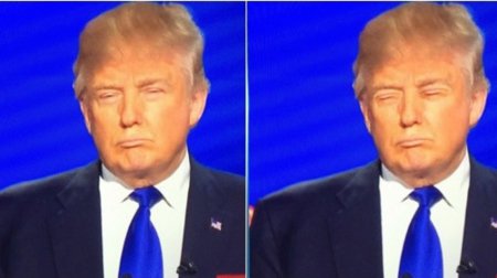 "Фотожаба" Дональда Трампа с губами вместо глаз практически не отличается от оригинала