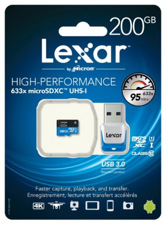 Компания Lexar объявила о выпуске карты памяти объемом 200 Гб