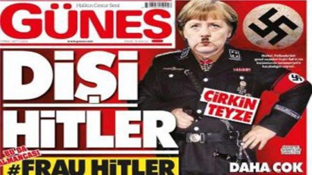 В Турции газета выпустила номер с Меркель в образе «госпожи Гитлер»
