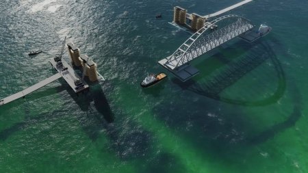Смоделирована установка судоходных арок Керченского моста