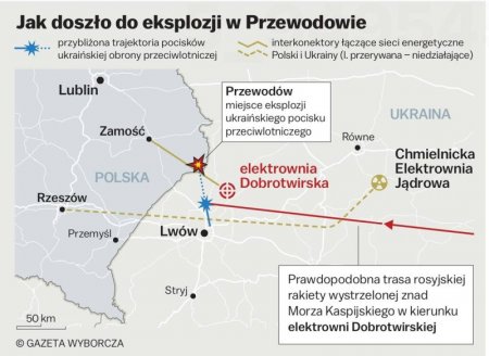 Появилась карта прилёта украинской ракеты в Пшеводув